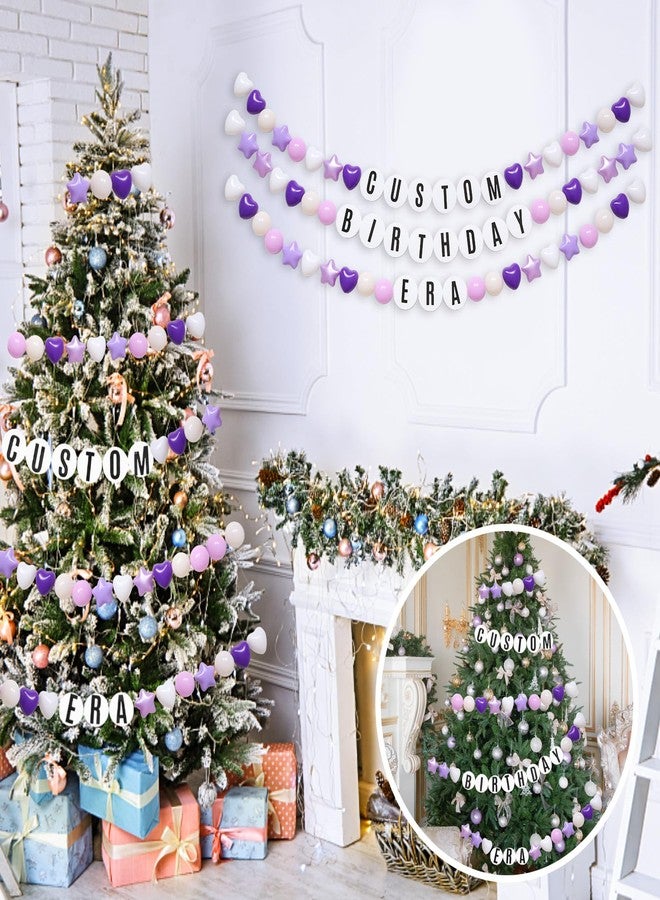 STARBOLO 87Pcs DIY Giant Friendship Bracelet in My Birthday Era Banner Birthday Banner Famous Singer Customizable Garland Ball Plastic Balls DIY Supplies Decor Foam Circles(Purple) - Image 2